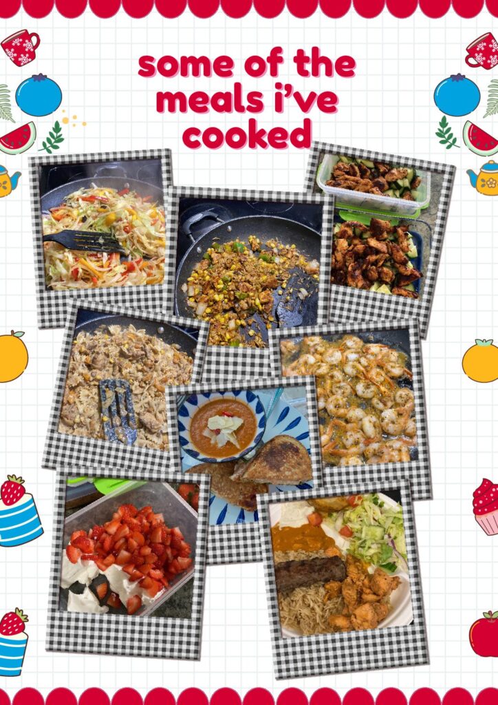 collage of home cooked meals titled "some of the meals i've cooked" 